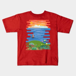 Beautiful ocean view from the top of the hill Kids T-Shirt